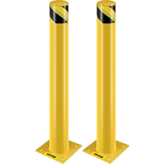 36 Inch Height 4.5 Inch Diameter Steel Safety Bollard Post with 8 Anchor Bolts Yellow for Traffic Sensitive Areas