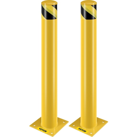 36 Inch Height 4.5 Inch Diameter Yellow Steel Safety Bollard Post with 8 Anchor Bolts for Traffic Sensitive Areas