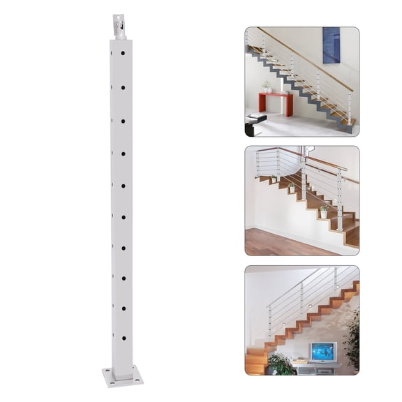 36 Inch Height Cable Railing Posts Stairs Handrail Square Railing Post Silver for Airports, Schools