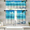 thumbnail image 1 of 36 Inch Kitchen Curtains Beach Ocean Window Curtains and Valances Set of 3, Blue Sea Summer Coastal Short Tier Curtain for Kitchen,Vintage Small Kitchen Decor, 1 of 6