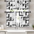 thumbnail image 1 of 36 Inch Kitchen Curtains Black and Grey Geometric Abstract Art Window Curtains and Valances Set of 3,White Modern Art Background Short Tier Curtain for Kitchen,Vintage Small Kitchen Decor, 1 of 1