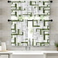 thumbnail image 1 of 36 Inch Kitchen Curtains Olive Green and Grey Geometric Abstract Art Window Curtains and Valances Set of 3, White Modern Art Background Short Tier Curtain for Kitchen Kitchen Decor, 1 of 6