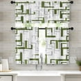 thumbnail image 1 of 36 Inch Kitchen Curtains Olive Green and Grey Geometric Abstract Art Window Curtains and Valances Set of 3, White Modern Art Background Short Tier Curtain for Kitchen Kitchen Decor, 1 of 5