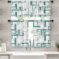 thumbnail image 1 of 36 Inch Kitchen Curtains Teal and Grey Geometric Abstract Art Window Curtains and Valances Set of 3, White Modern Art Background Short Tier Curtain for Kitchen,Vintage Small Kitchen Decor, 1 of 6