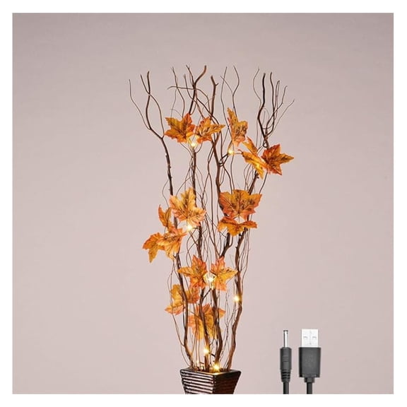36 Inch LED Twig Branch - Natural Light Maple Leaf Dcor - USB/Battery Powered - Built-in Timer - Home, Party, Christmas & Festival Lighting