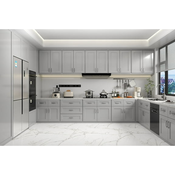 36 Inch Laundry Room Cabinets Wall Mounted, Solid Wood Over The Toilet Storage Cabinet, Bathroom Organizer Cabinets with 2 Shaker Door & Shelves, Easy to Assemble for Kitchen, Garage - Dark grey