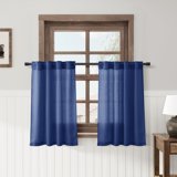 36 Inch Linen Blend Kitchen Curtains Light Filtering Sheer Privacy ...