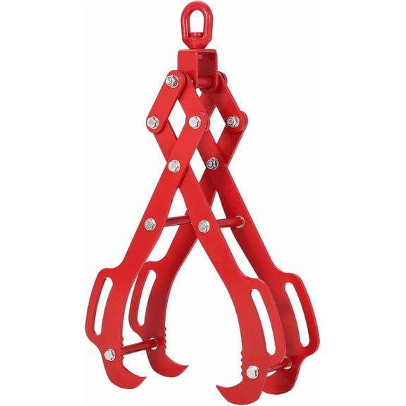 36 Inch Log Tongs 4 Claw Heavy Duty Steel Log Grapple 3000 Lb Capacity 360 Swivel for Tractor Truck and Forklift