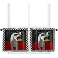 thumbnail image 1 of 36 Inch Long Tier Curtains for Kitchen, Chef Gourmet Black Grid Vintage Texture Bathroom Window Curtains Rod Pocket Short Curtains Window Treatment Tiers for Living Room Farmhouse 2 Panels, 1 of 5
