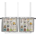 thumbnail image 1 of 36 Inch Long Tier Curtains for Kitchen, Cooking Utensils Pots and Pans Gnome Black and White Buffalo Plaid Rod Pocket Short Curtains Window Treatment Tiers for Living Room Bathroom 2 Panels, 1 of 5