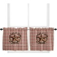 thumbnail image 1 of 36 Inch Long Tier Curtains for Kitchen, Country Texas Western Star Berries Red Buffalo Plaid Bathroom Window Curtains Rod Pocket Short Curtains Window Treatment Tiers for Living Room 2 Panels, 1 of 5