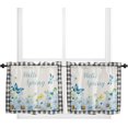 thumbnail image 1 of 36 Inch Long Tier Curtains for Kitchen, Hello Spring Country Daisy Butterfly Retro Black Plaid Bathroom Window Curtains Rod Pocket Short Curtains Window Treatment Tiers for Living Room 2 Panels, 1 of 5