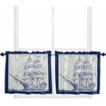 thumbnail image 1 of 36 Inch Long Tier Curtains for Kitchen, Nautical Blue Retro Ocean Sailboat Seagull Bathroom Window Curtains Rod Pocket Short Curtains Window Treatment Tiers for Living Room Farmhouse 2 Panels, 1 of 5