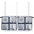 thumbnail image 1 of 36 Inch Long Tier Curtains for Kitchen, Ocean Sailing Map Navigation Pattern Bathroom Window Curtains Rod Pocket Short Curtains Window Treatment Tiers for Living Room Farmhouse 2 Panels, 1 of 5