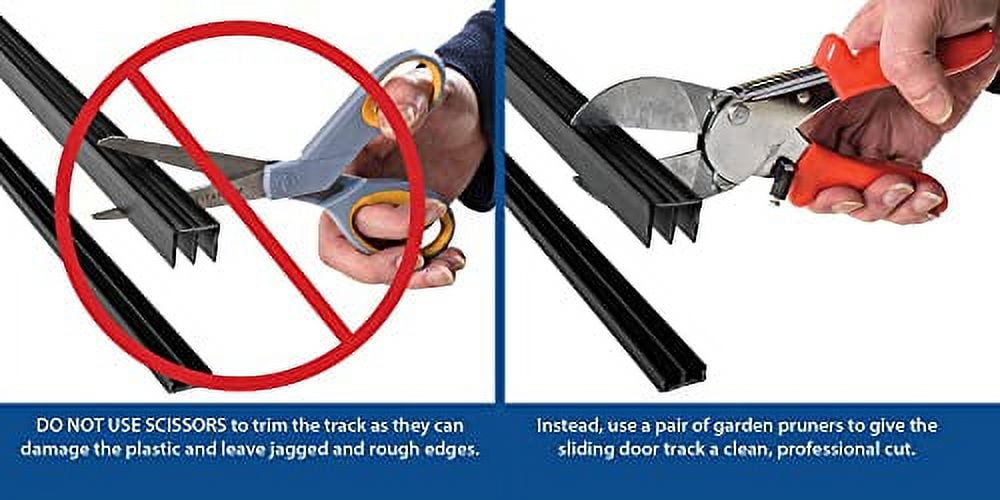 36 Inch Long White Plastic Sliding Door Track Set for 1/2" Thick Panels