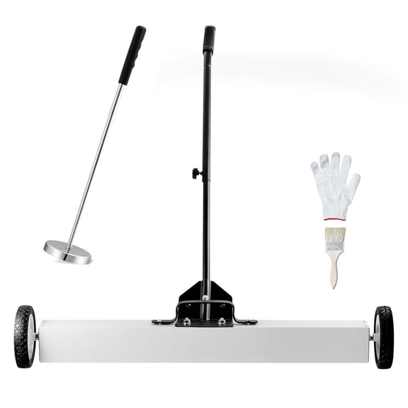 55 lbs Capacity Magnetic Sweeper with Wheels, Adjustable Handle and Telescoping Pickup Tool for Nails, Screws in Garage, Workshop, Yard