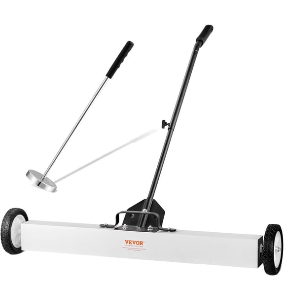 36 Inch Magnetic Sweeper with Wheels 55 lbs Capacity Telescoping Pickup Tool Adjustable Handle for Nails Screws in Workshop Garage Yard