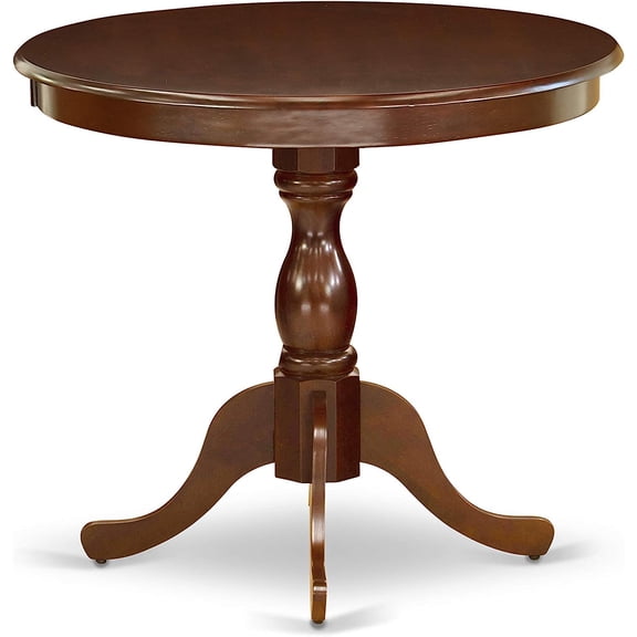 36 Inch Mid Century Solid wood Round Table With Pesestal in Mahogany Finish