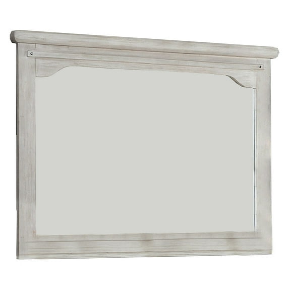 36 Inch Mirror with Chiseled Inner Wooden Frame, White