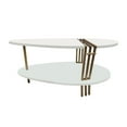 thumbnail image 1 of 36 Inch Modern Coffee Table Oval Elliptical Shape White Mango Wood With Antique Brass - Saltoro Sherpi, 1 of 7