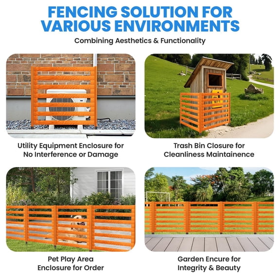 36 Inch Outdoor Air Conditioner Wood Fence, Slatted AC Unit Cover with Air Flow Design, No Digging Installation, Weatherproof Privacy Screen for Courtyard