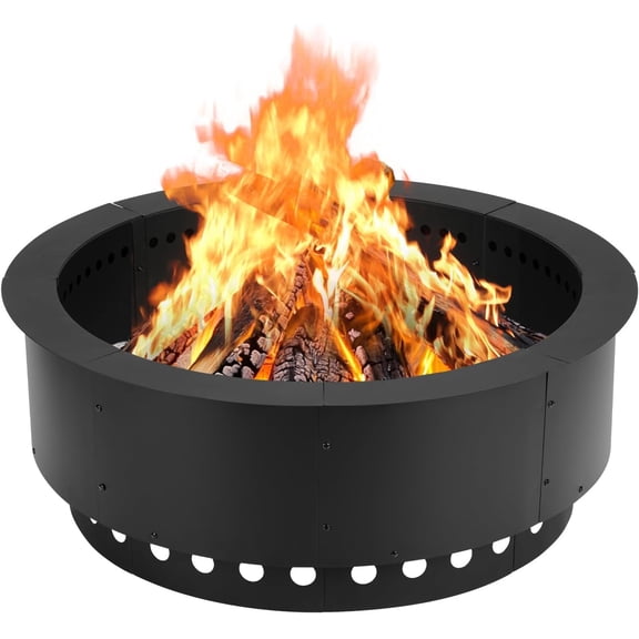 36 Inch Outer/30 Inch Inner Fire Pit Ring, Dual-Layer Design Smokeless Firepit Liner for Backyard, Beach & Camping