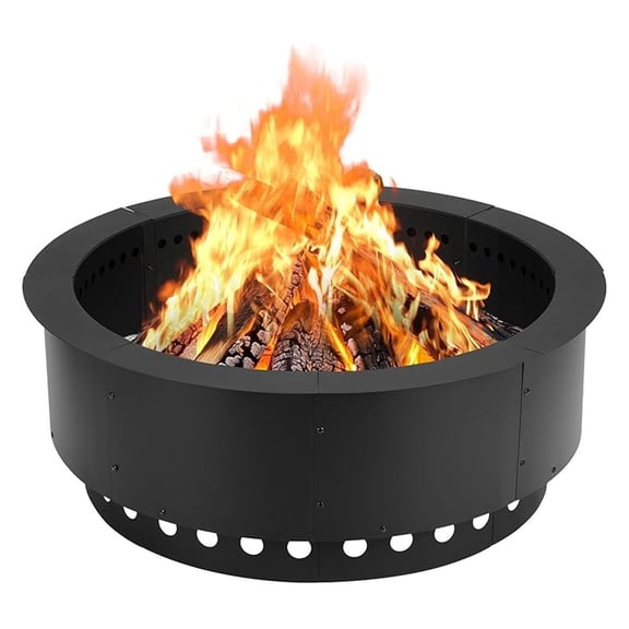 36 Inch Outer/30 Inch Inner Ring, Dual-Layer Design Smokeless Firepit Liner for Backyard, Beach & Camping