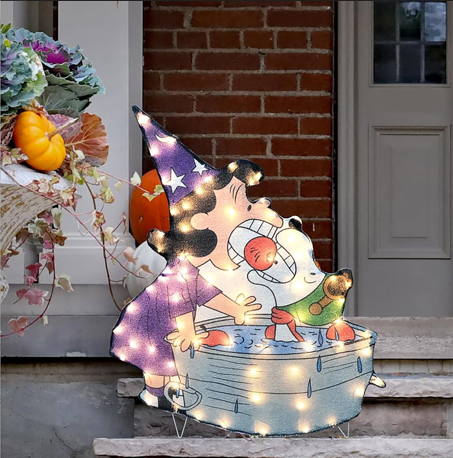 36 Inch Peanuts Halloween Lucy and Snoopy Bobbing for Apples LED