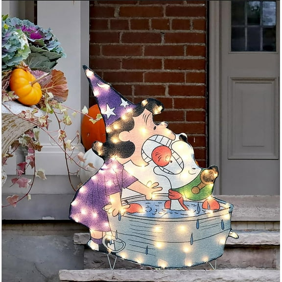 36 Inch Peanuts Halloween Lucy and Snoopy Bobbing for Apples LED Halloween Decor