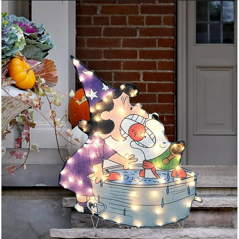 36 Inch Peanuts Halloween Lucy and Snoopy Bobbing for Apples LED