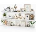 thumbnail image 1 of 36 Inch Picture Ledge Shelf with Lip,White Floating Shelves for Wall Set of 3,Long Wall Shelves in Varying Widths for Living Room,Bedroom,Nursery,Bookshelf, 1 of 16