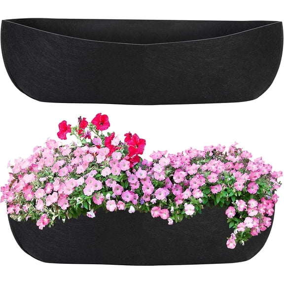 36 Inch Planter Liners for Window Box, 2Pcs Window Basket Liners Fabric Planter Liners Hanging Flower Box Liner Felt Trough Planter Insert Non-Woven Plant Liner Replacement for Garden Planters