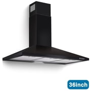 36 Inch Range Hood 450CFM Wall Mount Stainless Steel Kitchen Vent Hood Fan 3 Speed LED Light Chimney Hood Retractable black Tieasy