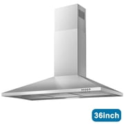 36 Inch Range Hood 450CFM Wall Mount Stainless Steel Kitchen Vent Hood Fan 3 Speed LED Light Chimney Hood Retractable Tieasy