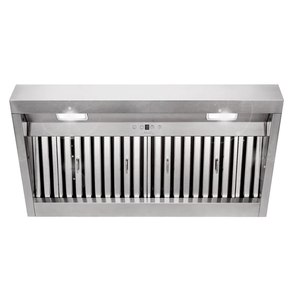 Akicon 36 inch Range Hood Insert, Stainless Steel 6 inch Ducted Built-in Vent Hood, 120 Volts, 600 CFM, Dimmable LED Warm Lights, Dishwasher Safe Filters, 3 Speed