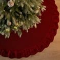 thumbnail image 1 of 36 Inch Red Knitted Christmas Tree Skirt, Small Thick Cable Knit Round Xmas Tree Skirt for 4-6FT Tree Rustic Neutral Farmhouse Christmas Tree Decorations Tree Base Cover, 1 of 5