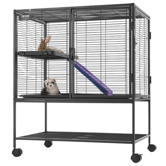 36 Inch Rolling Metal Ferret Cage Large 2 Tier Critter Nation Cage Small Animal Cage with Ramps and Tray Easy Setup for Pet Rats Hamster Guinea Pig Chinchilla Squirrel Hedgehogs Bunny