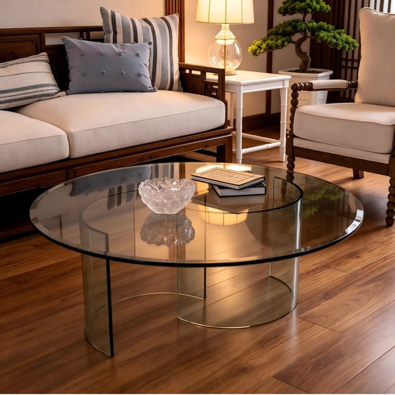 36" Inch Round 1/4" Thick Clear Glass Table Top with Flat Polished Edge, Tempered Glass, Replacement Glass Table Top for Dining Tables, End Tables, and Outdoor Patio Table Tops