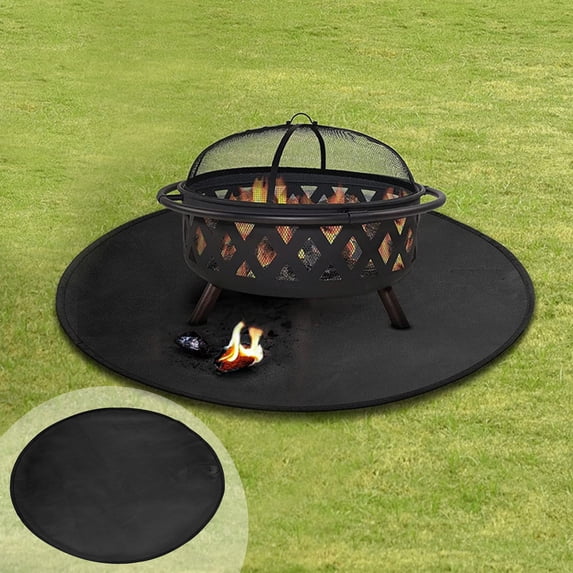 36 Inch Round Fire Pit Mat, Fire Resistant Heat Insulation Pad, Aluminum Coated Fireproof Mat for Grill Fireplace Stove Burner Floor Protector