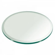 36 Inch Round Glass Table Top, 1/4 inch Thick Clear Tempered Glass with Beveled Edge Polished