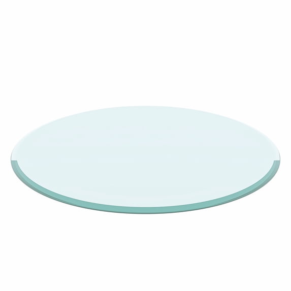 36" Inch Round Tempered Glass Table Top Clear Glass 1/2" Inch Thick Beveled Polished Edge
