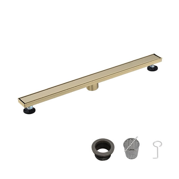 36 Inch Shower Drain with Removable Cover, 304 Stainless Steel Shower Floor Drain with Hair Strainer and Leveling Feet