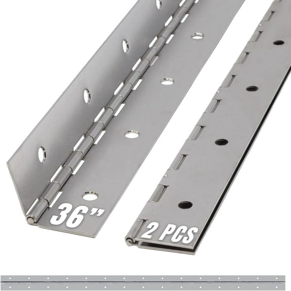36 Inch Silver Heavy Duty Piano Hinge Continuous Stainless Steel 304 (2-Pack), Surface Mount Cabinet Hinges Silver 36"x2" for Piano Lid, Commercial Display & Industrial Cabinet, Professional