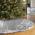 thumbnail image 1 of 36 Inch Silver ​Sequin Tree Skirt Christmas Tree Skirt Christmas Tree Mat Carpet for Xmas New Year's Party Decoration, 1 of 6