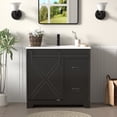 thumbnail image 1 of Eclife 36 inch Farmhouse Bathroom Vanity with Sliding Barn Door and Integrated Sink Top, 1 of 9