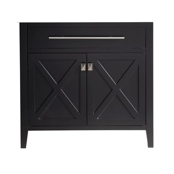 36 Inch Single Sink Espresso Cabinet Bathroom Vanity With White Carrera Countertop - Laviva