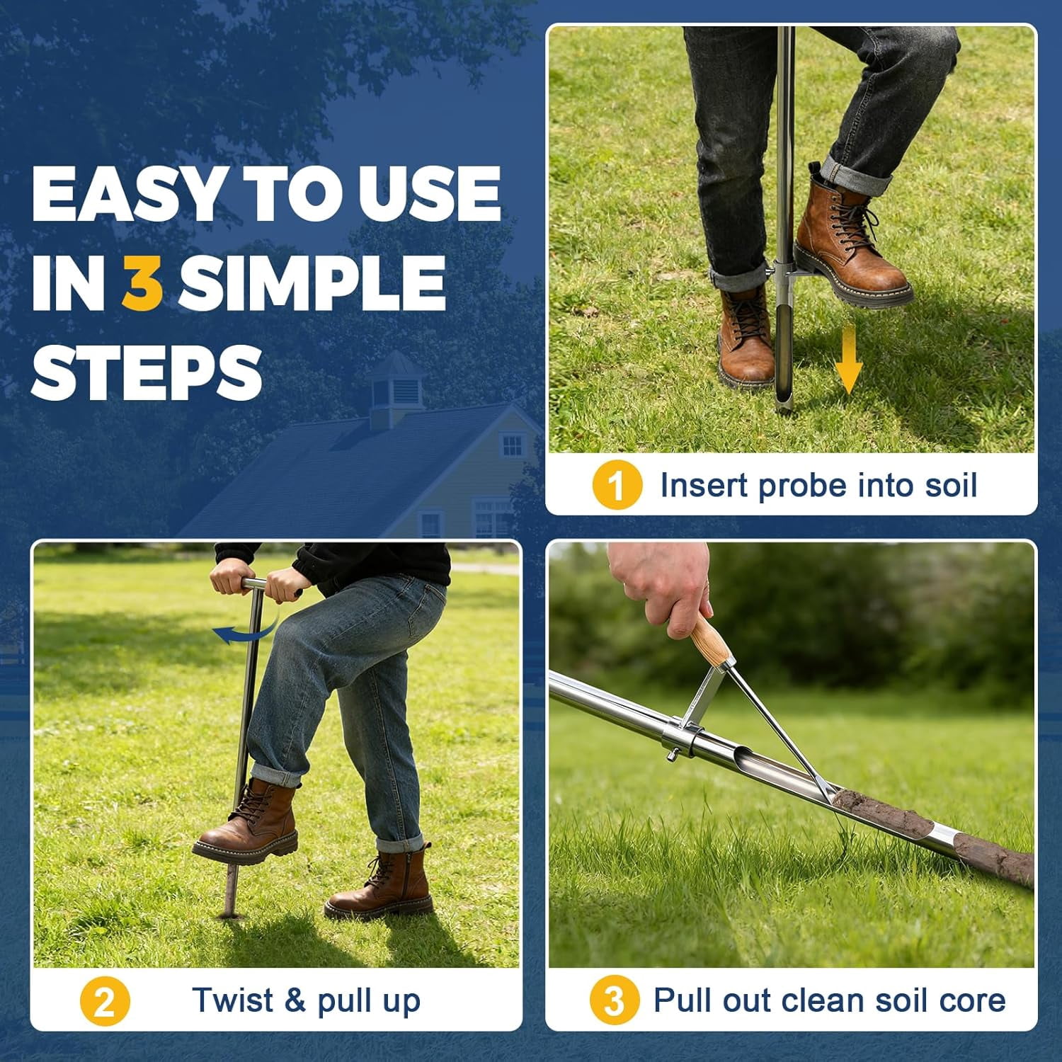 36 Inch Soil Sampler Probe, Stainless Steel Soil Core Sampling Tool ...