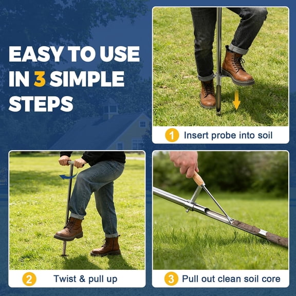 36 Inch Soil Sampler Probe, Stainless Steel Soil Core Sampling Tool with T-Handle, Heavy Duty Soil Probe for Lawn, Garden, Farm & Soil Testing$$Garden & Patio