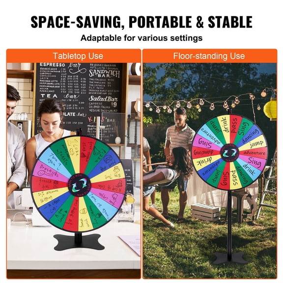 36 Inch Spinning Prize Wheel 18 Slots Roulette Wheel with Dry Erase and 2 Markers Tabletop or Floor Standing Win Fortune Spin Games for Party Pub Trade Show Carnival
