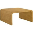 thumbnail image 1 of 36 Inch Square Rattan Coffee Table, Waterfall Edges, Natural Textured Brown, 1 of 5